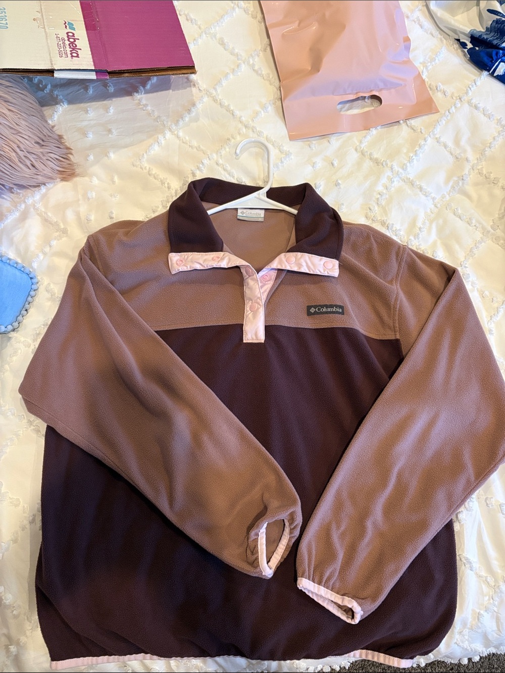 Columbia Two-Tone Mauve and Pink Zip Pullover
